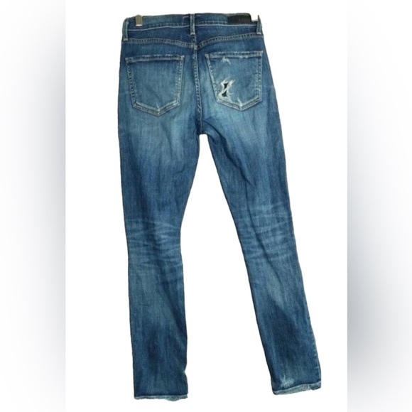 AGOLDE 25 Jeans Skinny Sophie High Rise Crop Distressed Ripped Stretch Blue - Picture 2 of 10